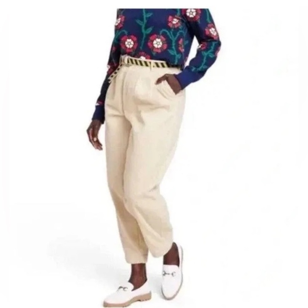 Rowing Blazers Cream Corduroy Straight Leg‎ High Rise Trousers